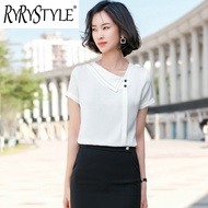 RYRYSTYLE V-neck chiffon top for women with a slimming belly and a stylish white shirt for women wit
