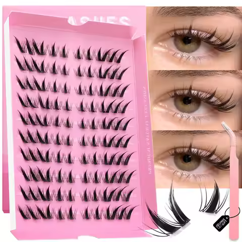 GROINNEYA Cat Lash Clusters Natural Look Manga Eyelash Clusters Wet Look Wispy Individual Lashes wit