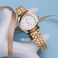 นาฬิกา CASIO รุ่น LTP-1129N-7A นาฬิกาผู้หญิง สายแสตนเลสสีทอง หน้าปัดขาว สุดหรู - มั่นใจ ของแท้ 100% ประกัน CMG 1 ปี