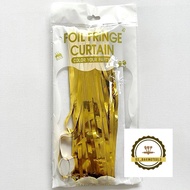 Gold foil fringe curtain
