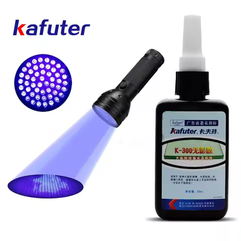 Strong power 51led UV light +Kafuter 50ml UV Glue UV Curing Adhesive K-300 Transparent Crystal and G