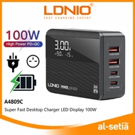 LDNIO A4808Q 65W / A4809C 100W  LED DISPLAY DESKTOP CHARGER PD SUPER FAST CHARGING DESKTOP CHARGER L