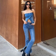 MOTTOM - LAGOON JEANS ลากูน กางเกงยีนส์ผู้หญิงทรงเอวสูงขาผ่า