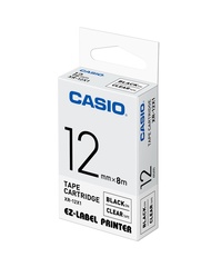 CASIO標籤機色帶/ 透明底黑字/ 12mm/ XR-12X1