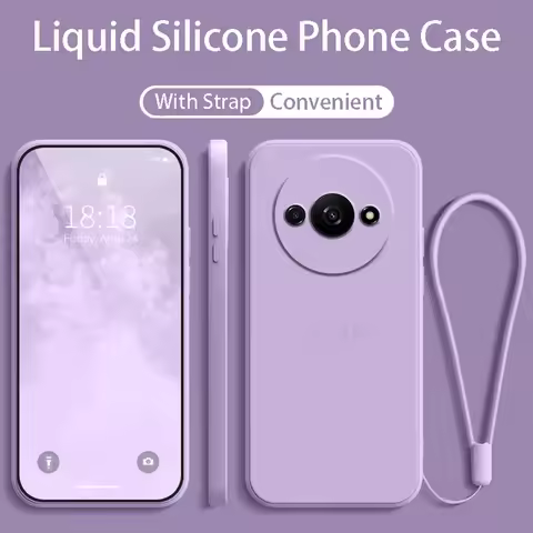 RedmiA3 Strap Original Liquid Silicone Phone Case For Xiaomi Redmi A3 A4 A5 A2 A1 Plus Lanyard Back