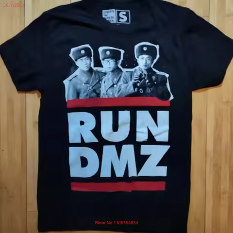North South Korea DMZ De Militarized Zone T Shirt Adult Sz Small Black RUN vintage Washed Breathable