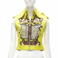 D&amp;G DOLCE GABBANA Vintage 2001 yellow Modern Beauty rock leather biker IT38 XS