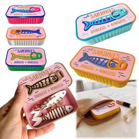 3D Printed Sardine Tin Jewelry Box Durable Creative Necklace and Earring Storage Box Multi Functiona