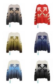 OFF-WHITE 黑灰色漸變馬海毛圓領毛衣