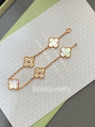 Van Cleef & Arpels白貝間鑽五花手鏈 玫瑰金 VCA四葉草手鏈 深海蝶貝