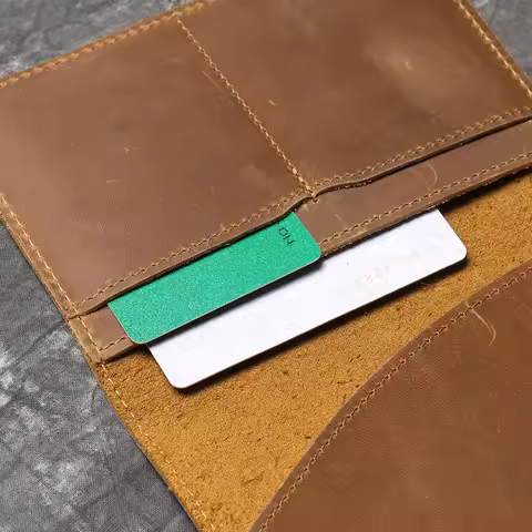 LUOKIR Genuine Leather Men's And Women's Passport Bags For Business Trips, Document Bags, Card Bags,