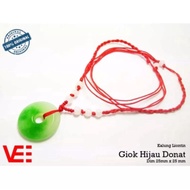 HIJAU Vee genuine green donut green jade pendant necklace rope