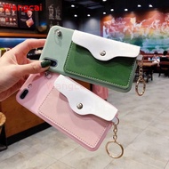 OPPO A7 AX5S A5 AX5 Realme C1 A7 A83 A1 F5 A77 F3 Case Cute Wallet Card Bracket Coin Purse Lanyard Soft Case Cover