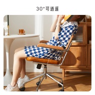 S/🔑Wholesale Rattan Computer Office Chair Vintage Rattan Chair Swivel Chair Long-Sitting Study Desk Ergonomic Seat 0RPJ