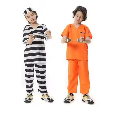 Adult Inmate Costume Orange Prisoner Jumpsuit Jailbird Outfit for Halloween Orange Prisoner Costume 