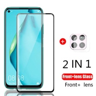 2 IN 1 9D Full Cover Tempered Glass Huawei Nova 3i 2i 5i 7i 5T P40 P30 P20 Lite Pro P30Lite P30Pro P20Lite P20Pro Honor 10 Lite Honor 8X Y6 Y7 Y9 Pro 2019 Y5 Y6 Y7 2018 P Smart 2019 Screen Protector Tempered Glass Film