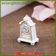 Wanglianzhon 1ชิ้น1:12บ้านตุ๊กตาอุปกรณ์นาฬิกาตั้งโต๊ะลูกตุ้มสีขาวย้อนยุค