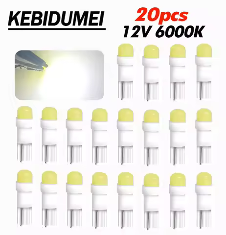 20Pcs T5 C0B Car Light Indicator Light W1.2W W3W LED 1SMD Reading Light Instrument Lamp Bulb 4014 LE