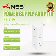 NSS 6 in 1 Outlet Extender Surge Protector Extension Adaptor Socket Outlet Power Spaced Outlet 9182