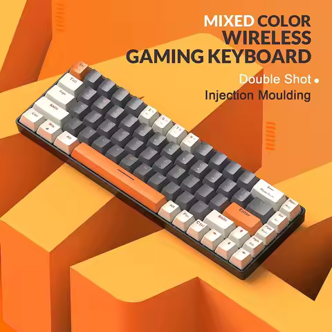 RK68 60% Wireless Mechanical Keyboard, Bluetooth 5.0/2.4GHz with Dual Mode 2-in-1 Receiver, 68-Key H