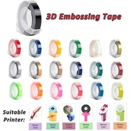 3pcs Compatible Dymo Embossing Tape / Motex Refill Labeling Tape 9mm x 3m for Motex E101 E202 E303