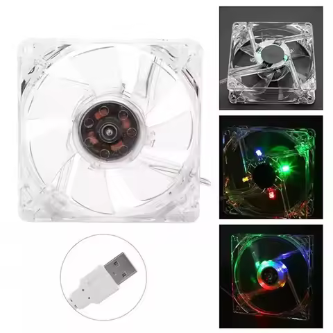 5V USB Fan Hamester Cage Fish Tank Pet Cage Air Cooling RGB Fan Cooler 8x8 12x12cm LED Light Mute Co