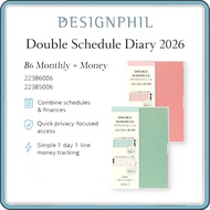 Midori Double Schedule 2026 B6 Monthly Planner in Pink and Blue Green (Start from October 2025)