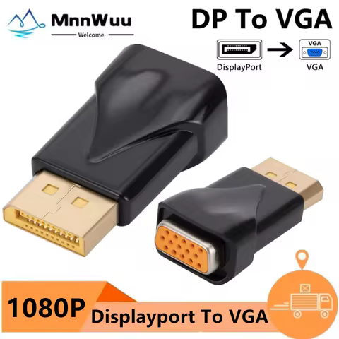 DP to VGA Adapter 1080P DisplayPort Male to VGA Female Converter Adapter For Projector HDTV TV HDVD 