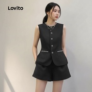 Lovito Refine Butang Depan Atas atau Bawah Wanita Elegan L133AD633