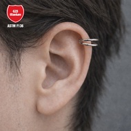 (1 Piece) Helix Double Ring Titanium G23 Earrings – Skin Safe, ASTM F136 Standard