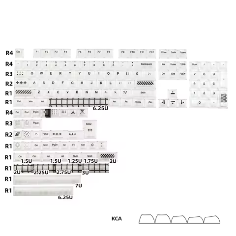 Newest Style PC Material Transparent Keycap DYE Sublimation KCA Profile 2.25U 2.75U 3U 6.25U 7U Spac