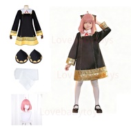 Anime Anya Cosplay Costume Toddler Children Anya Cosplay Kawaii Black Dress Party Clothes Wig Hallow