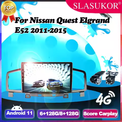 10 Inch DSP RDS Android 11 AutoDSP Radio Stereo For Nissan Quest Elgrand E52 2011-2015 Frame Cable P