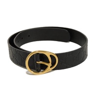 二手 GUCCI Guccissima 40MM 80/32 小牛皮金 GG Shima 黑色腰帶 201793