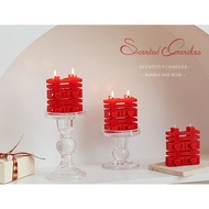 HANDMADE SCENTED CANDLE CHINESE DOUBLE HAPPINESS, SET OF 4 - WEDDING FAVOR - SHOWER FAVOR - BIRTHDAY
