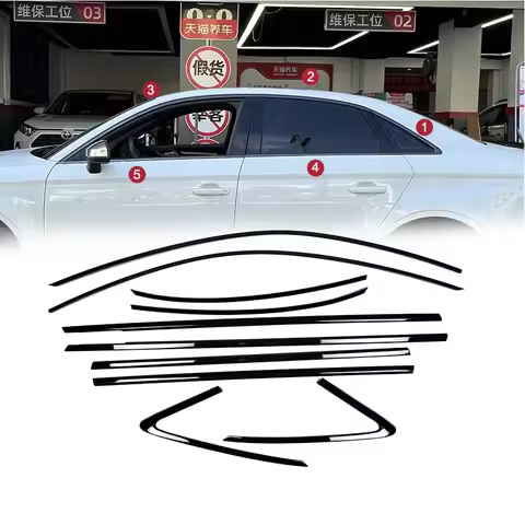 For Audi S3 RS3 A3 Sedan 8V 2012-2020 Black Door Chrome Window Trim Strip