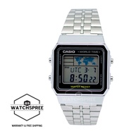 Casio Men's Standard Digital Silver Stainless Steel Band Watch A500WA-1D