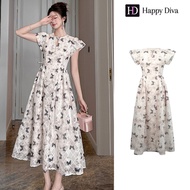 Happy Diva ชุดผู้หญิง ชุดแอปริคอท พิมพ์ลาย ชุดลําลอง งานแต่งงาน ชุดปาร์ตี้อย่างเป็นทางการ ชุดหรูหรา 