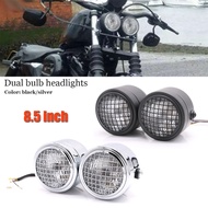 H4 Bulbs Halogen Lamps 12V 35W 8.5 Inch universal Motorcycle Headlight Metal Front Led Light Double