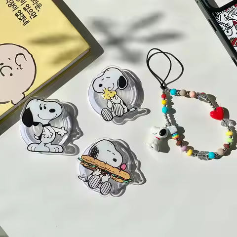 Foodie Edition Phone Grip With Snoopy&Woodstock Magnetic Phone Stand For Samsung&IPhone Folding Back