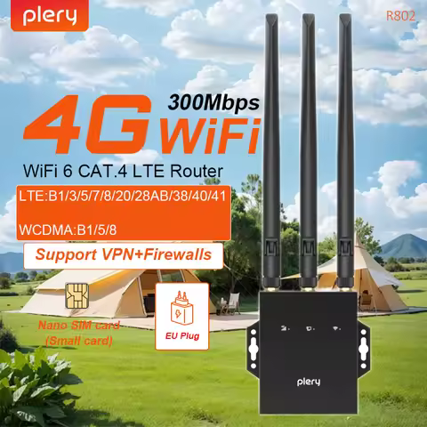 Plery 4G LTE Routers 2.4G EU Plug 300Mbps WiFi6 Router Portable Internet Device Nano SIM Card LAN/WA