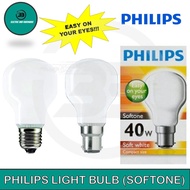 Philips Softone 15W 25W 40W 60W 100W ( E27/ B22) Light Bulb Soft White Compact Size Soft White
