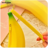 FAVORITEGOODS Silicone Pen Bag, Banana Shape Yellow Banana Zero Wallet, Big Capacity 2.36*7.87 Inch 