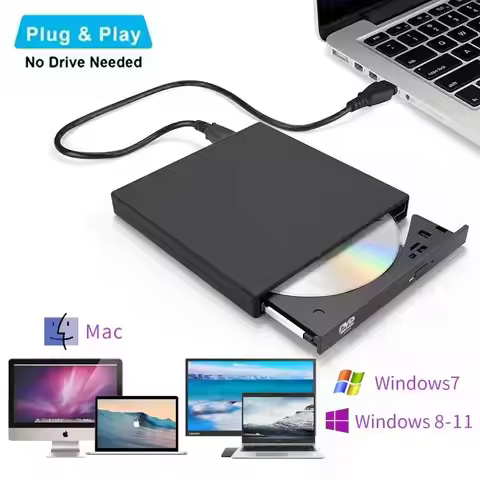 USB External CD DVD Drive, USB 2.0 Slim Protectable External CD-RW Drive DVD-ROM Burner Player for L
