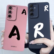 For Samsung Galaxy M17 F17 5G Case Cover Lucky Initial Letter Silicone Soft Matte Phone Bumper for S