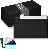 200 Pack #10 Business Envelopes, Black Standard Envelopes Self Seal, Letter Size Business Mailing En