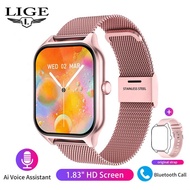 LIGE Jam Tangan Pintar Pria Baru Layar AMOLED 1.83 "Layar Sentuh Penuh Pelacak Kebugaran Panggilan B