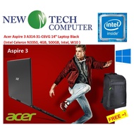 LIMITED  Acer Aspire 3 A314-31-C6VG Black 14" Laptop (CELERON N3350, HD LED,500GB HDD,4GB D3L ,Iw10)