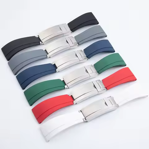 New 22mm Flat End Watch Belt Fluororubber Rubber Watchband For Rolex Strap Sea-Dweller Sky Dweller T