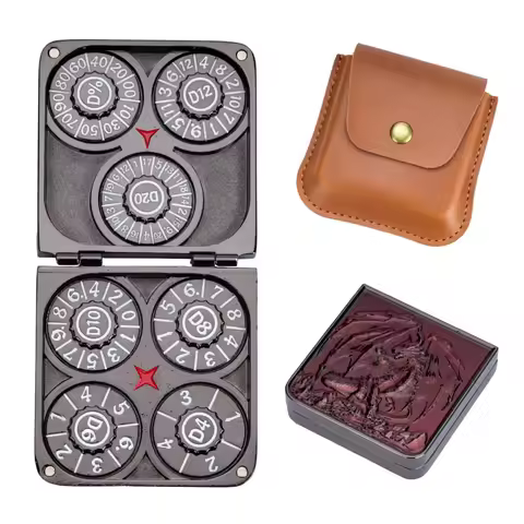 7-in-1 Folding Spinner DND Dice Square Metal Rotating D4-D20 Polyhedral Dice for D&D Tabletop RPG Fi